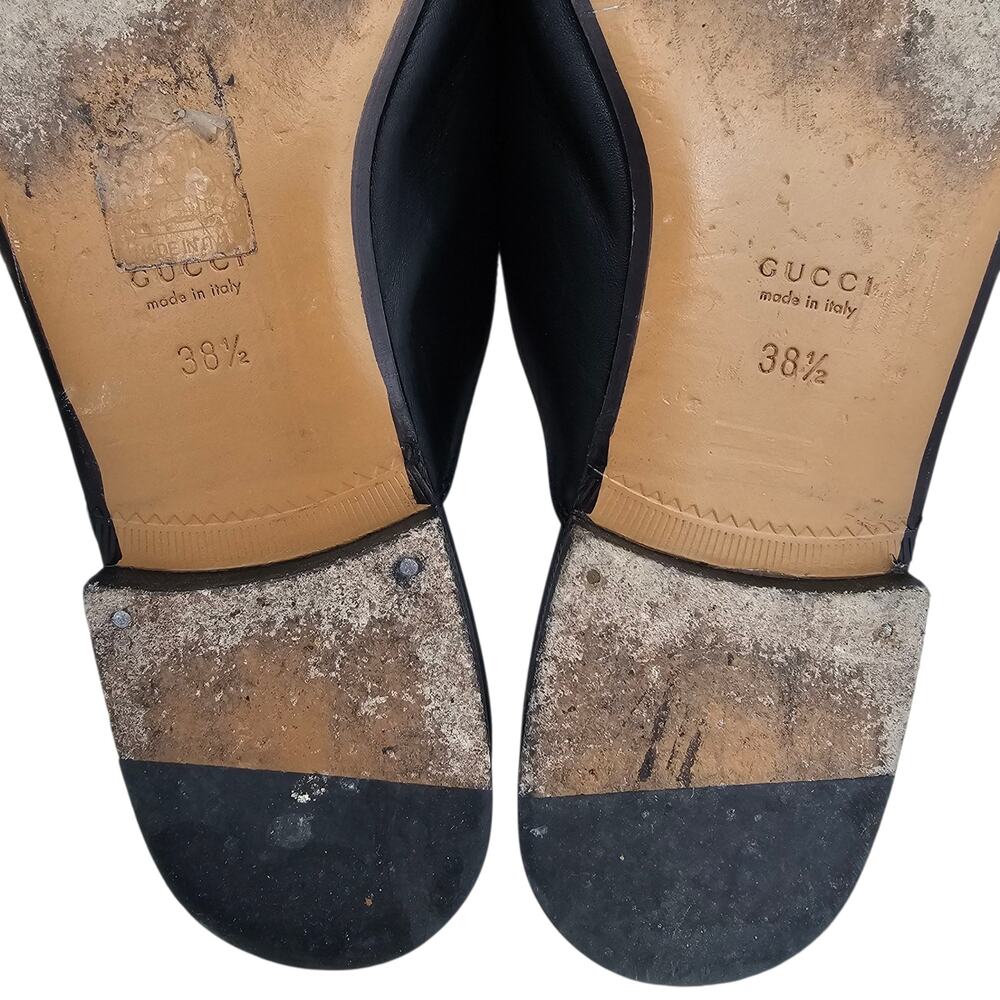 Gucci Princetown Horsebit Flat Mule Black Leather Slipper Size 38.5 US 8.5 - Picture 10 of 10